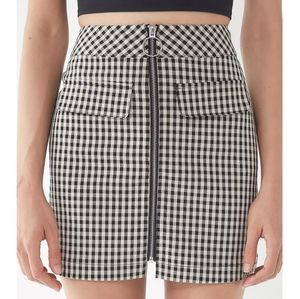 URBAN OUTFITTERS Black & Cream Gingham Zip-Front Mini Skirt